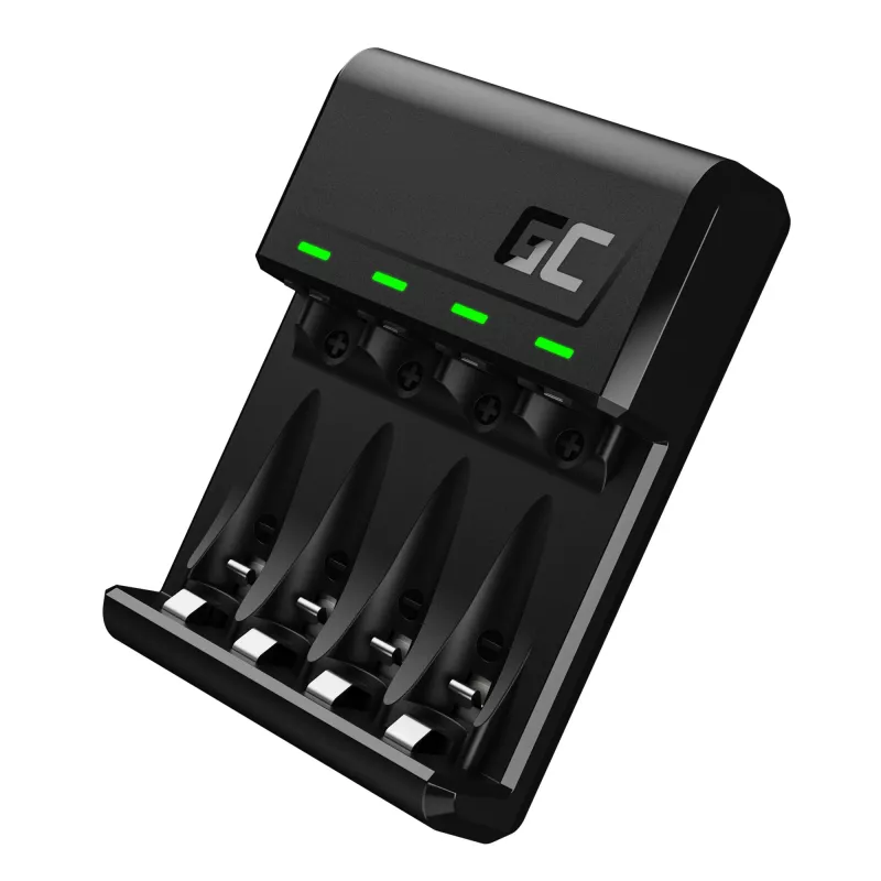 Battery charger Green Cell GC VitalCharger USB, 4-slot, AA/AAA, USB-powered, black