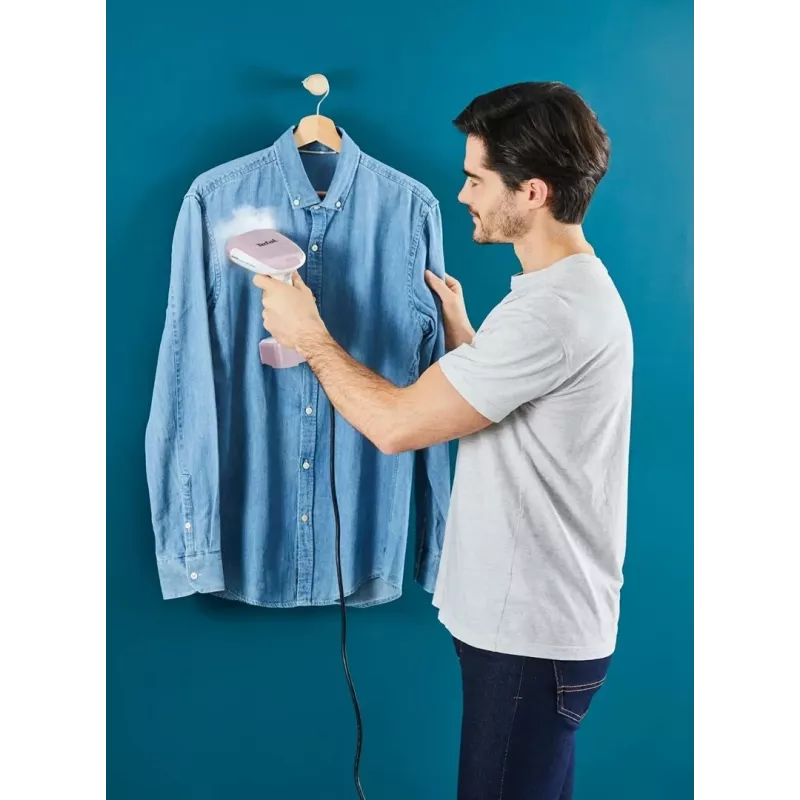 Handheld garment steamer Tefal DT3050, 1300 W, 20 g/min steam, 0.12 L tank, 2.6 m cord, pink