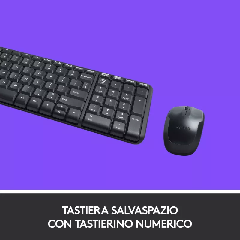 Logitech Wireless Combo MK220 - Keyboard-and-Mouse-Set - wireless - 2.4 GHz - Italian - Dark Grey (920-003721)