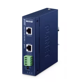 PLANET IP30 Industrial Single-Port 10Gbps 802.3bt PoE++ Splitter 24V