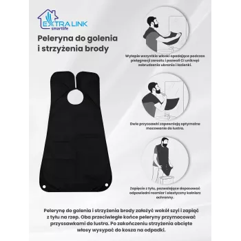 Extralink Beard Shaving Cape for Grooming and Cutting, Black