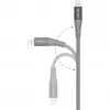 USB 2.0 Adapter Cable, USB-C Plug > Lightning Plug (Silver/Grey, 1 Meter, PD, Sleeved)