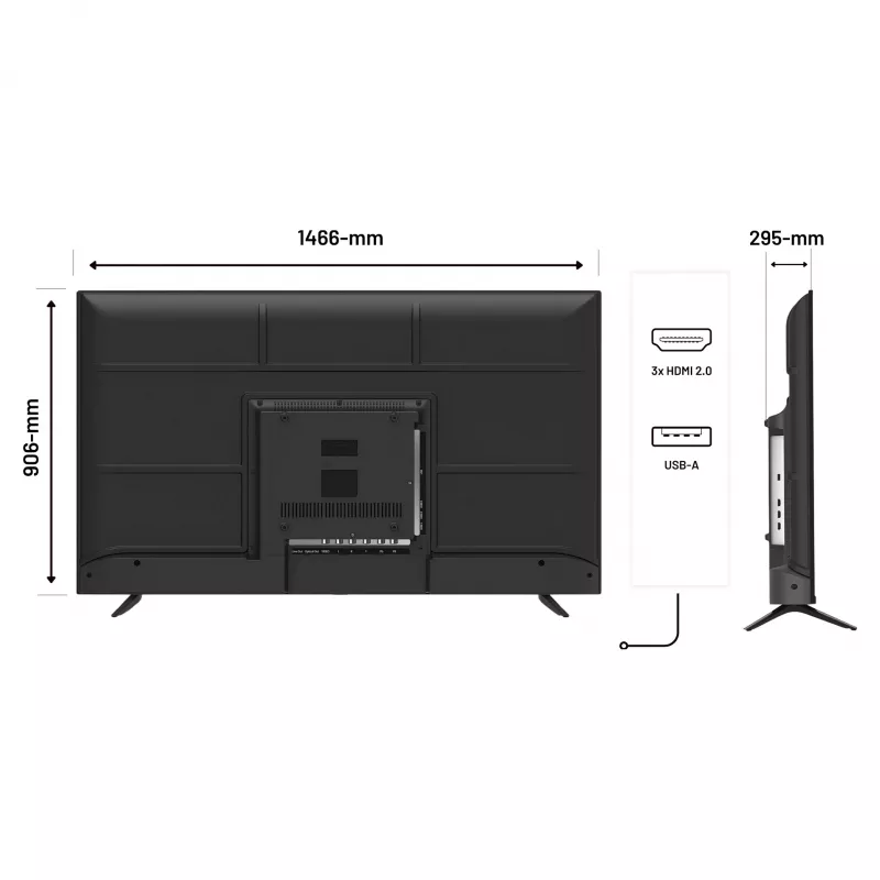 164,0cm/65 (3840x2160) JAPANNEXT JN-IPS650UHD60F 16:9 IPS 60Hz HDMI USB WLAN Speaker Black