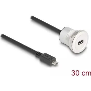 DeLOCK 88184 USB cable USB 2.0 0.3 m USB B Black Silver