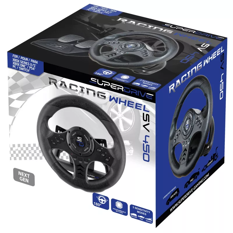 Steering Wheel + Pedals Subsonic SA5426-NG Black USB 180° Rotation