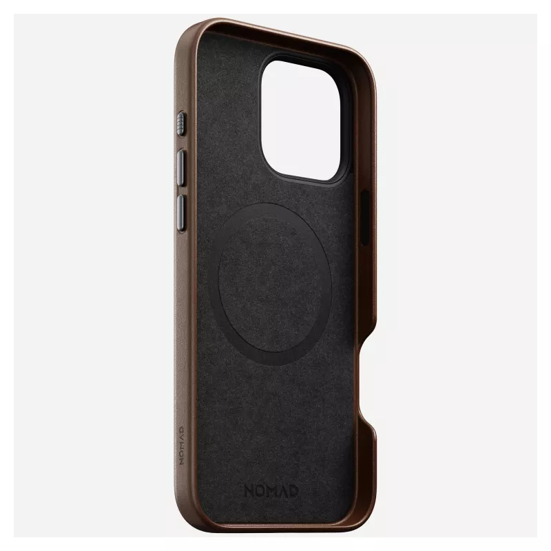 Mobile phone cover Nomad NM01389385 for iPhone 16 Pro Max, 17.5 cm (6.9 inch), brown, aluminium/PC/microfibre/leather