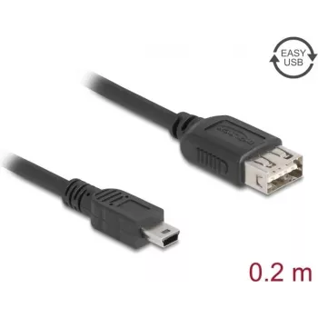 USB cable DELOCK 81522 — USB 2.0, Mini-USB B to USB A, 0.2 m, black