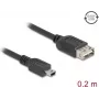 USB cable DELOCK 81522 — USB 2.0, Mini-USB B to USB A, 0.2 m, black
