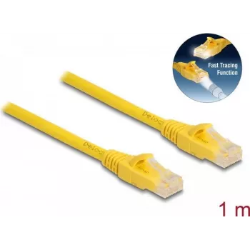 Delock - Patch-Cable - RJ-45 (M) to RJ-45 (M) - 1 m - 6.1 mm - UTP - CAT 6a - Halogen-Free, Fast Tracing - Yellow