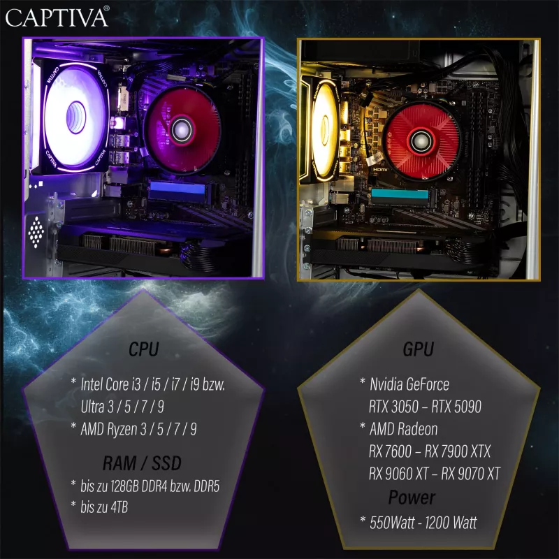 Computer Captiva CAPTIVA PC Advanced Gaming R92-769 Ryzen 7 5700X 32GB SSD 1TB RTX5060 Ti 8GB Windows 11 Home 64-bit