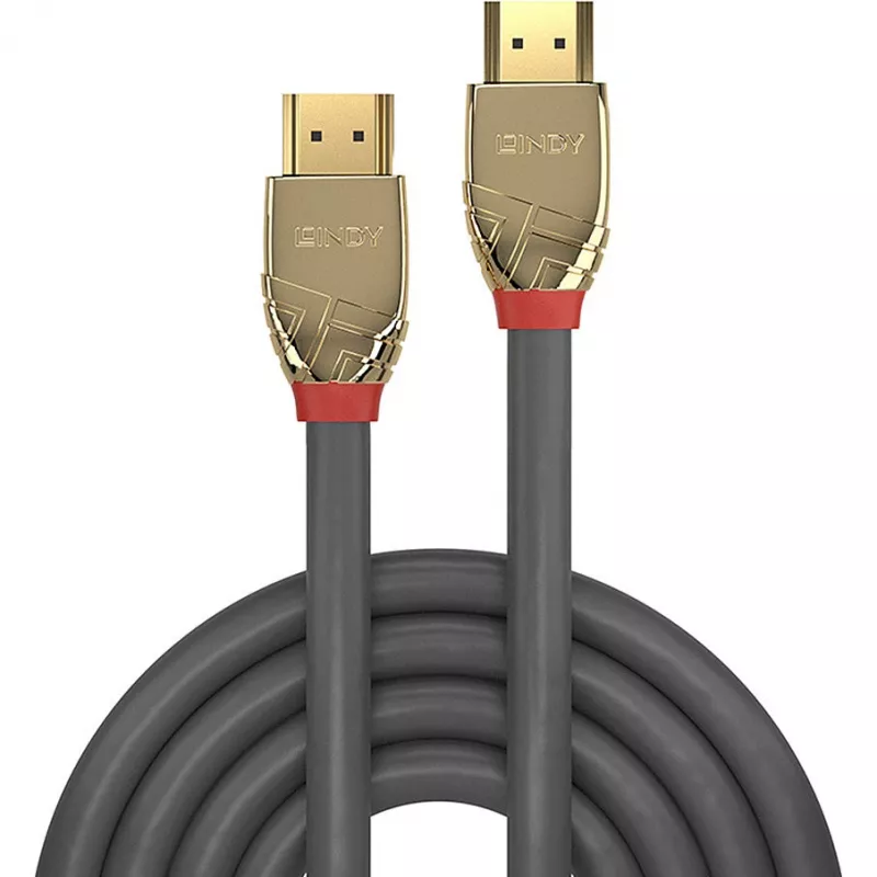 Lindy 5m Ultra High Speed HDMI Cable, Gold Line, 5 m, HDMI Type A (Standard), HDMI Type A (Standard), Grey