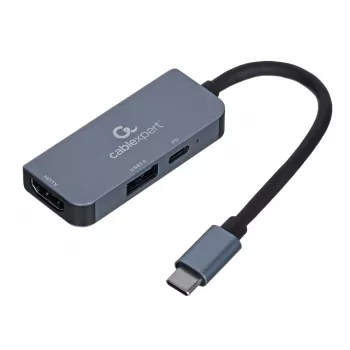 Wired laptop dock Gembird A-CM-COMBO3-02 — USB 3.2 Gen 1 Type-C, HDMI, USB-A, PD up to 87W, 3840×2160