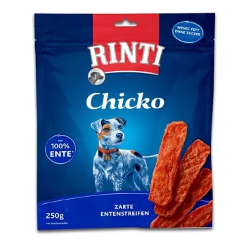 Dog training treats RINTI Chicko Duck 250 g — duck-flavored, protein 58%, suitable for adult dogs, sachet