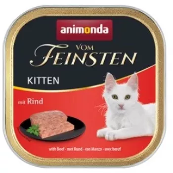 Wet cat food Animonda Vom Feinsten junior with beef 100 g tray, grain-free, soy- and gluten-free