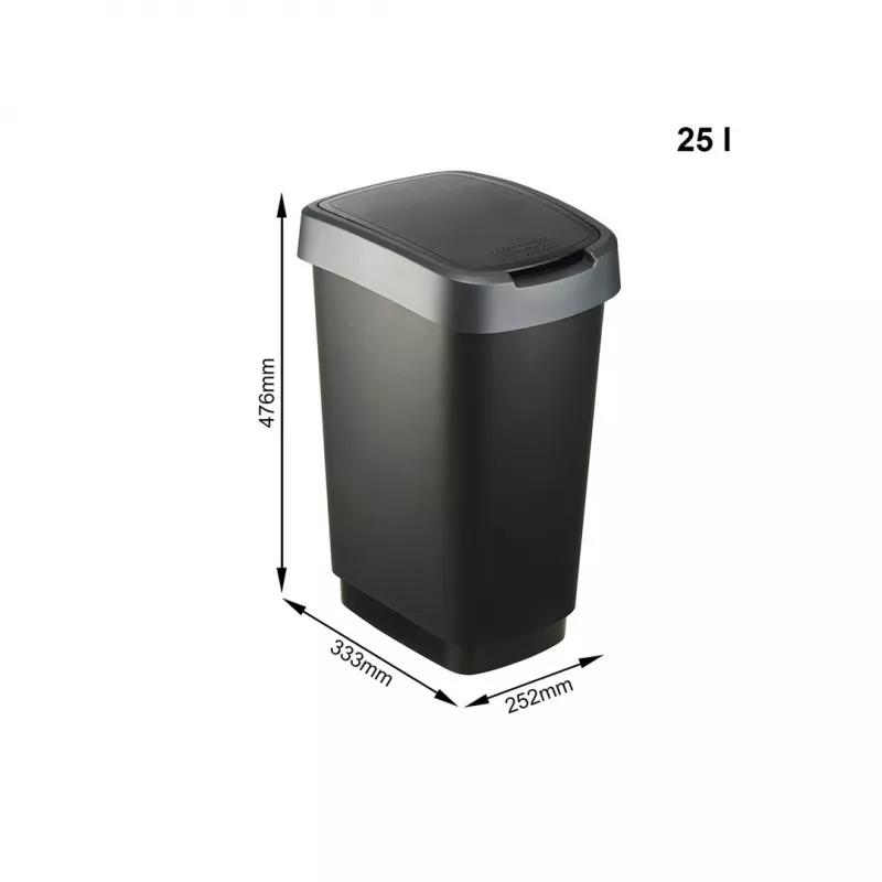 rotho Twist 25 L rectangular polypropylene storage container — 25 L, 476×333×252 mm, black