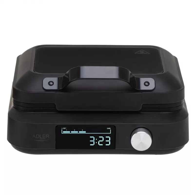 Waffle maker Adler AD 3087 — electric Belgian waffle iron, 2200 W, 2 rectangular plates 9×17 cm, black