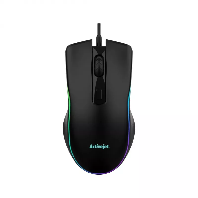 Wired heated gaming mouse ActiveJet AMY-W390 — ambidextrous, optical 2000 DPI, USB Type-A, 4 buttons, black