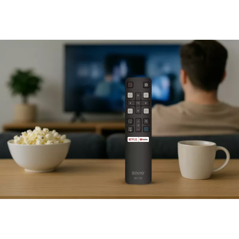 SAVIO RC-23 Universal IR Wireless Remote Control for TCL TVs — 19 buttons, 10 m range