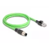 Network Cable DeLOCK M12 Cable A-coded 8 pin male to RJ45 male PUR (TPU) 1 m
