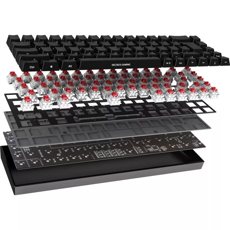 Deltaco GAM-100-DE - 65% - USB + Bluetooth - mechanical switch - QWERTZ - RGB-LED - Black