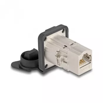 DeLOCK 67061 D-Type RJ45 Cat.6A STP built-in coupler with protective cap, IP66