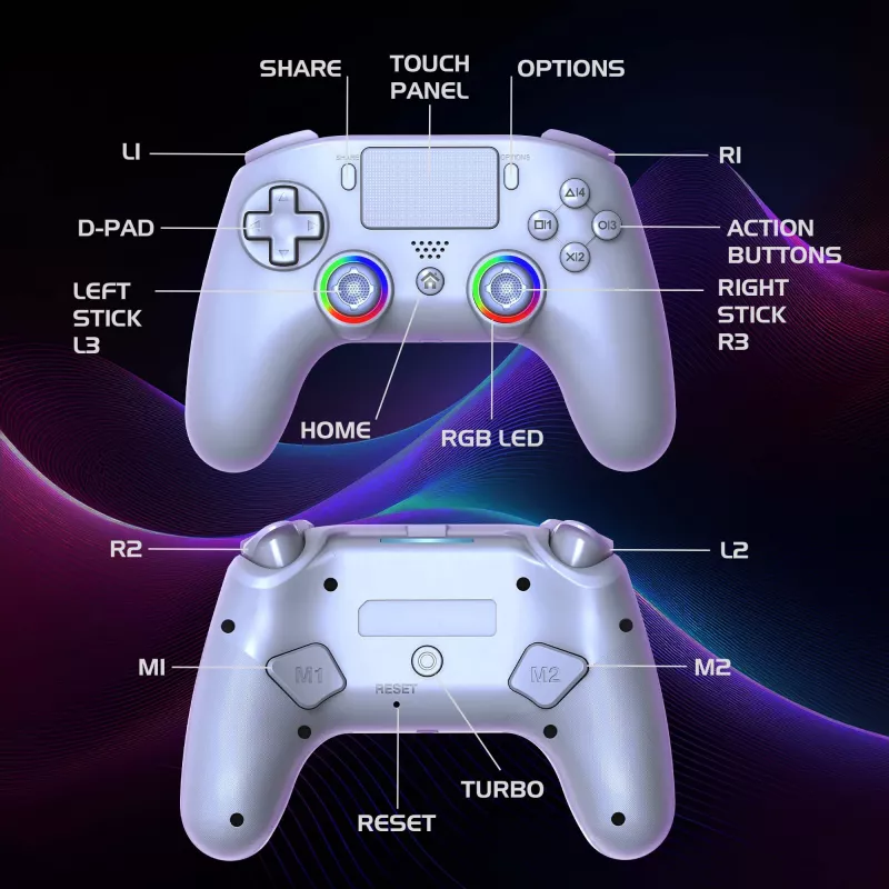 Gamepad Subsonic PS5 Wireless LED Controller White D-pad Home Options Share