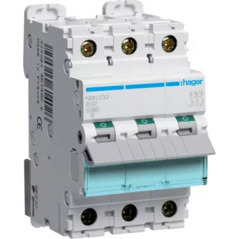 Hager NBN332 Circuit Breaker B-type 3 3 Module(e) (NBN332)