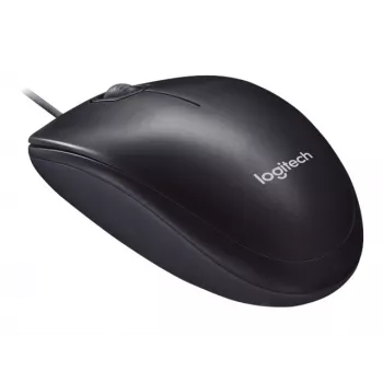 Logitech M90 wired optical office mouse — 1000 DPI, ambidextrous, USB Type-A, black