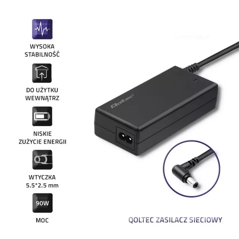 laptop AC adapter Qoltec IBM Lenovo 90w 20v 4.74a 5.5x2.5 50099.90w