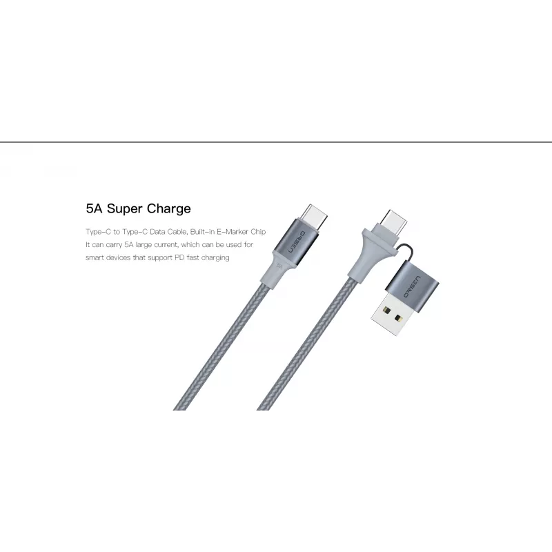 USB Type-C 2-in-1 cable Orsen S8, 5A, 1.5 m (fast charging/data)