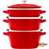 Staub La Cocotte Round Cast iron Casserole baking dish -- SET OF 3 PIECES