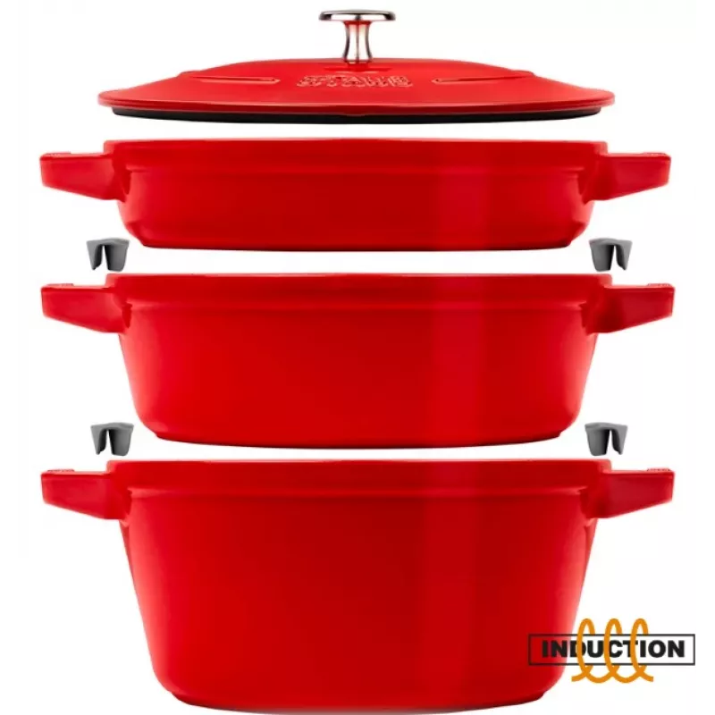 Staub La Cocotte Round Cast iron Casserole baking dish -- SET OF 3 PIECES