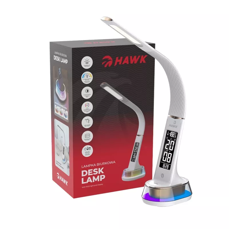 Desk lamp Hawk HW-LAMP05 White LED adjustable — compact LED task lamp with adjustable arm