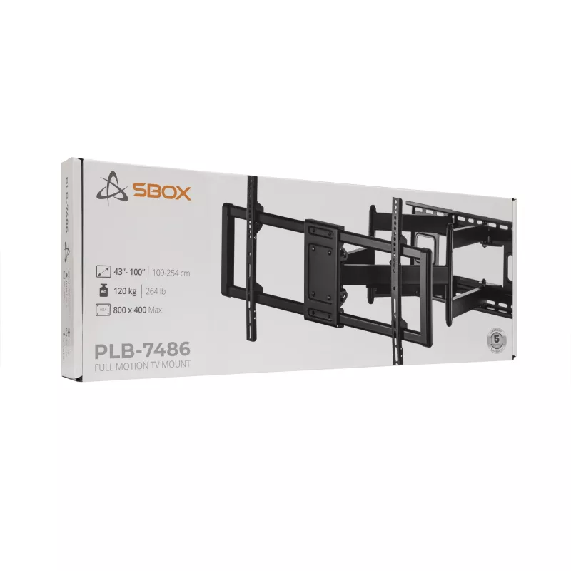 Sbox PLB-7486 Tilt/Swivel TV Wall Mount, 43-100 in, up to 120 kg, VESA 800x400