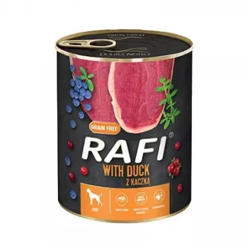 Wet dog food dolina noteci Rafi Dog with duck, blueberries & cranberries 800 g, protein 9%, fat 7%, moisture 78%
