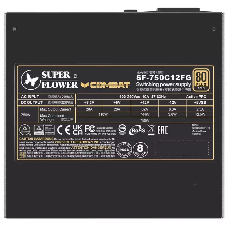 Power Supply Super Flower Combat FG 750 Watt, ATX 3.1, Modular