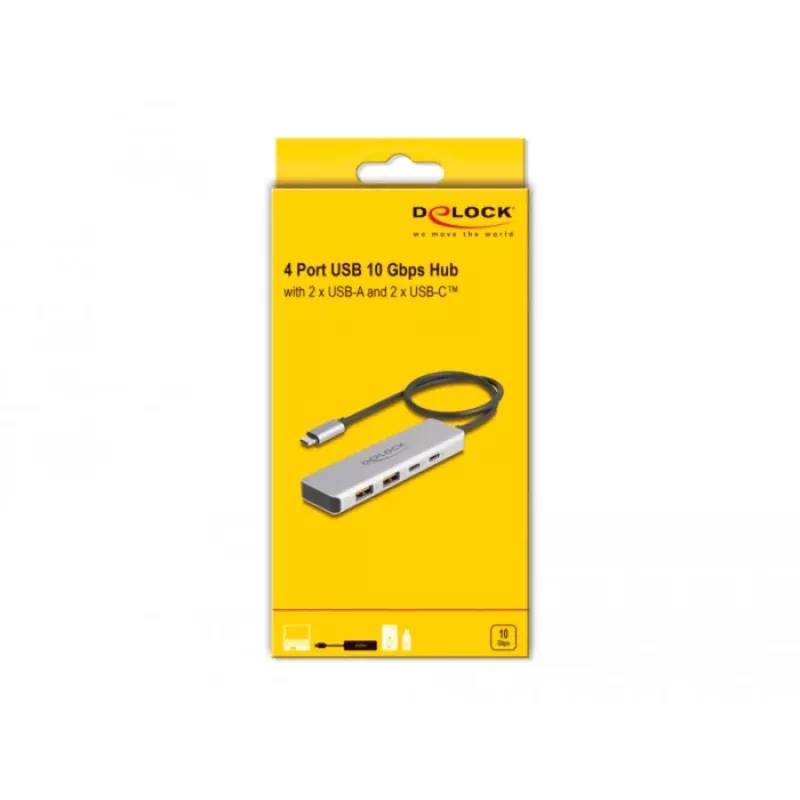 DeLOCK USB Hub USB Type-C 10 Gbps 2x Type-A 2x Type-C 35 cm cable