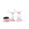 Electric breast pump neno Bella Twin — electronic, 150 ml bottles, 6 stimulation / 9 suction levels, USB Li‑Ion battery, pink/transparent