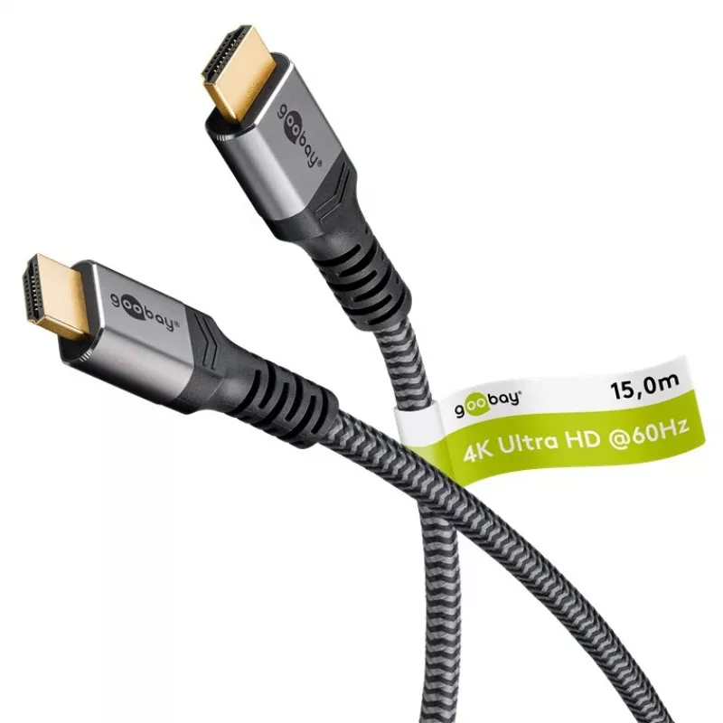Plus High-Speed-HDMI-Kabel mit Ethernet, 4K @ 60Hz (grau, 15 Meter)