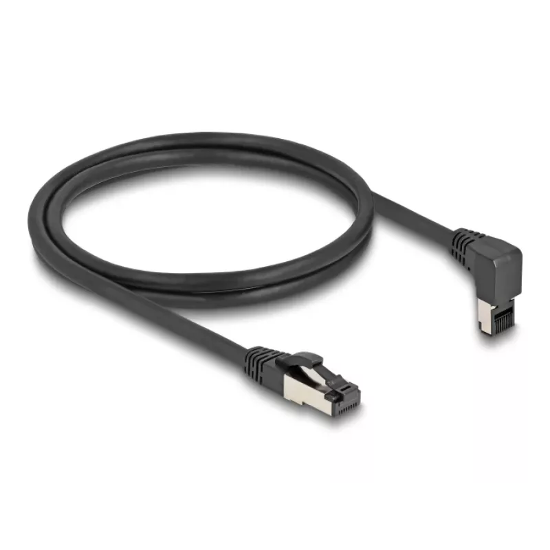 Network Cable DeLOCK RJ45 Cat.8.1 90° downwards angled / straight 2 m black