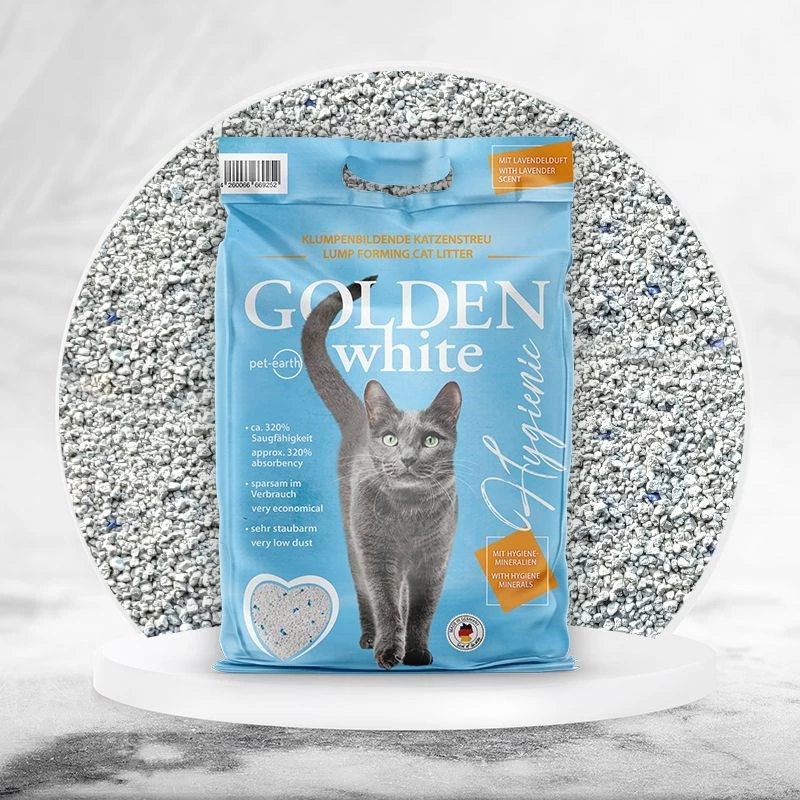 Clumping bentonite cat litter Golden Grey 7 kg, lavender scent, dust-free, non-sticking