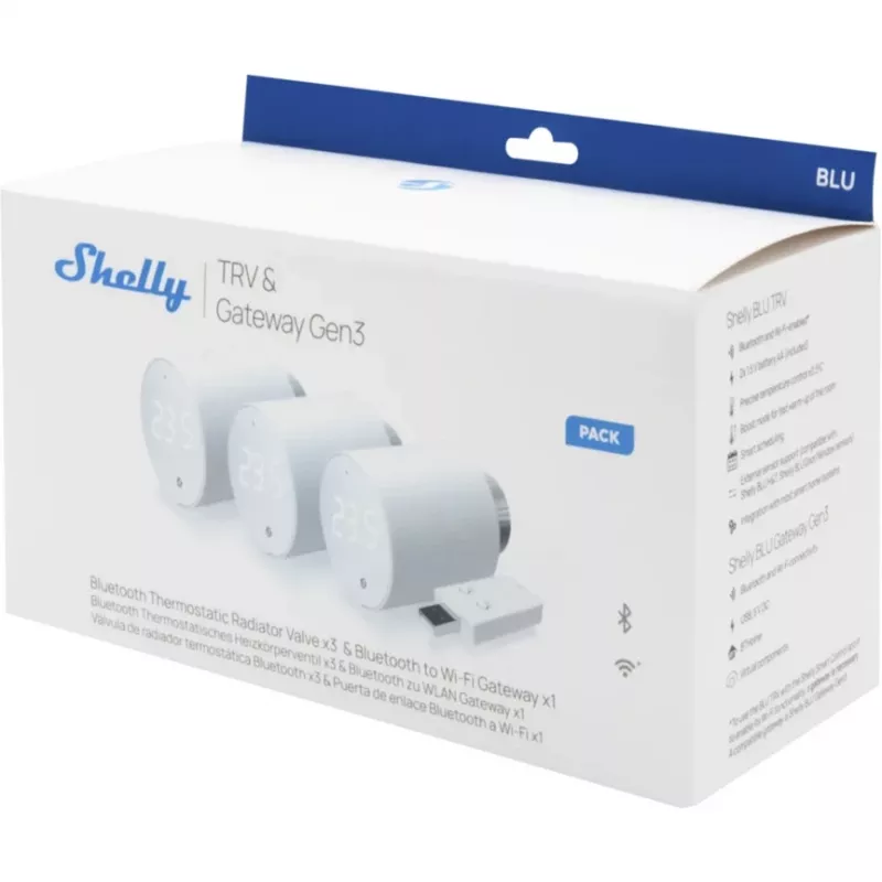 Shelly BLU TRV Indoor Thermostat White Rotary Control -20 to 60°C