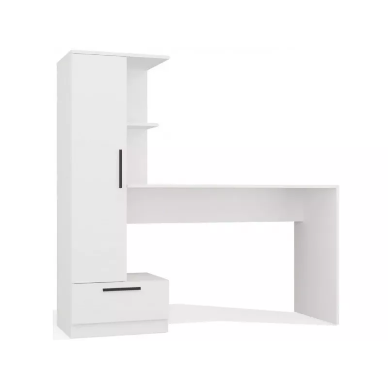 Cosmo Desk + Bookcase Set, White