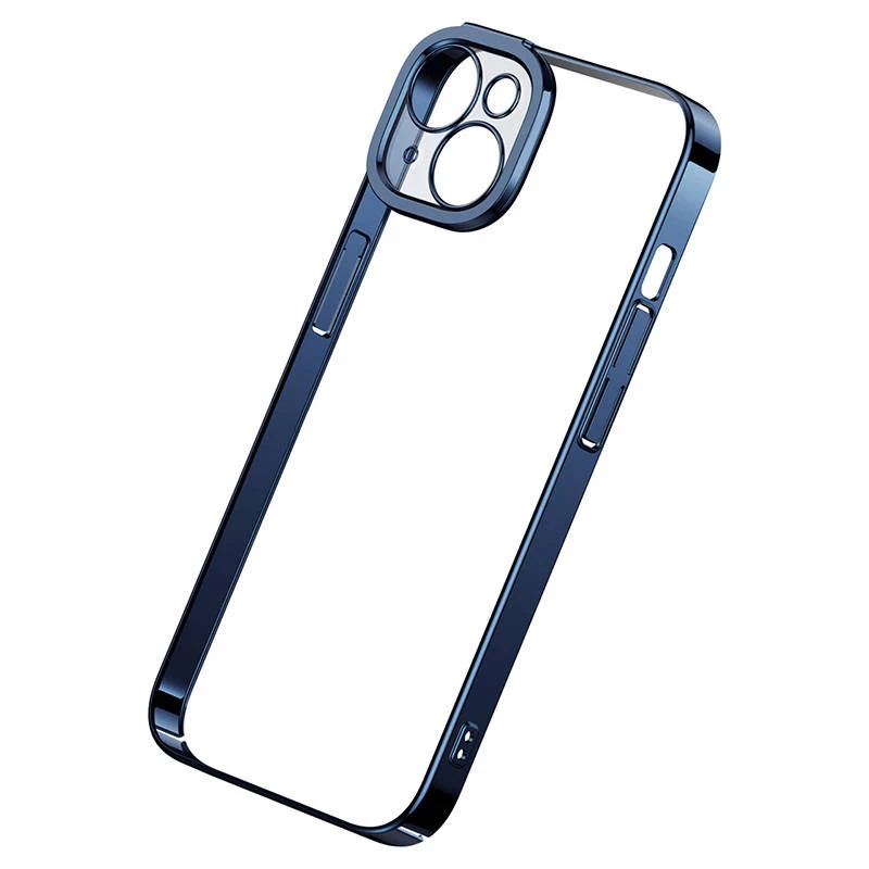 Protective case and tempered glass set Baseus for iPhone 14 Plus — Glitter transparent blue