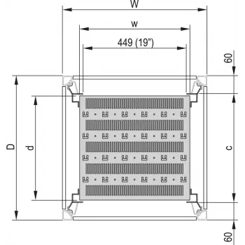 SCHROFF 19\-Rack Shelf, Stationary, 75 kg - 19\FACHB.STAT.600B 900T 7021 (22117844)