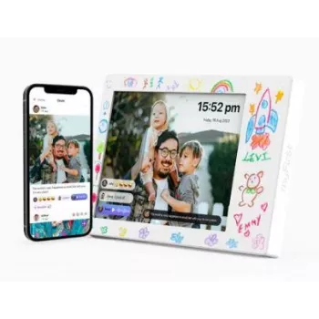 Digital photo frame InLine myFirst Doodle 9 inch (22.9 cm) IPS Touchscreen Wi‑Fi 32 GB internal storage, 1 GB RAM, USB‑C, MicroSD support — White