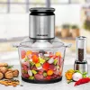 Electric food chopper Rommelsbacher MZ 800, 800 W, 2.7 L glass bowl, 9 stainless steel blades, 22-speed control, black stainless steel