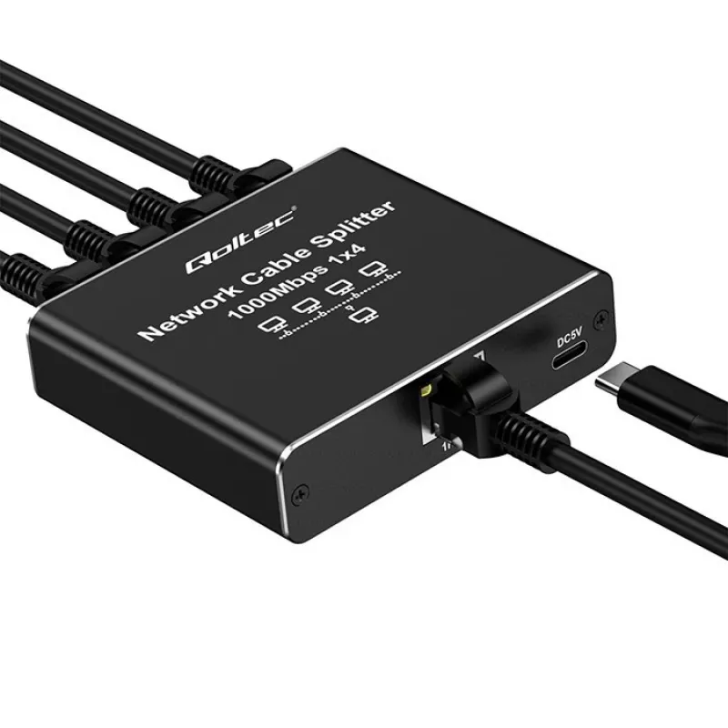 Ethernet mini switch QOLTEC 52293 1x4 RJ45, 1-in 4-out unmanaged network splitter