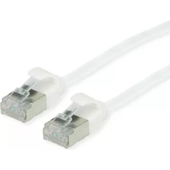 ROLINE Green - Patch-Cable - RJ-45 (M) to RJ-45 (M) - 15 cm - 3.6 mm - U/FTP - CAT 6a - Halogen-Free, Moulded, Snagless, Stranded - White, RAL 9003 (21.44.1698)