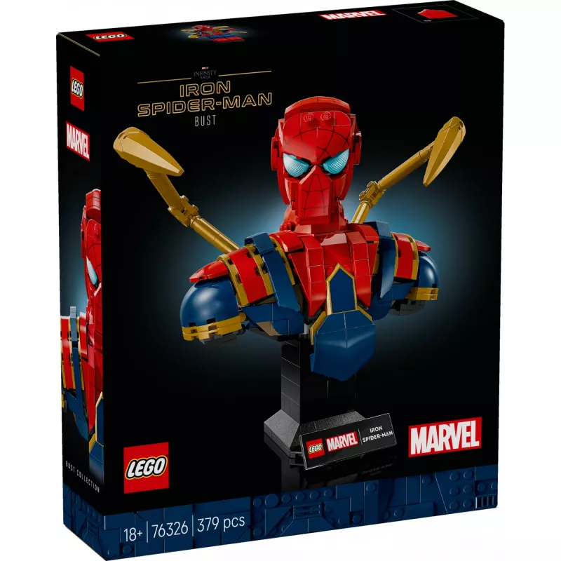 LEGO Marvel collectible bust Iron Spider-Man 76326, 379 pieces, 18+ display model, 170×200×110 mm